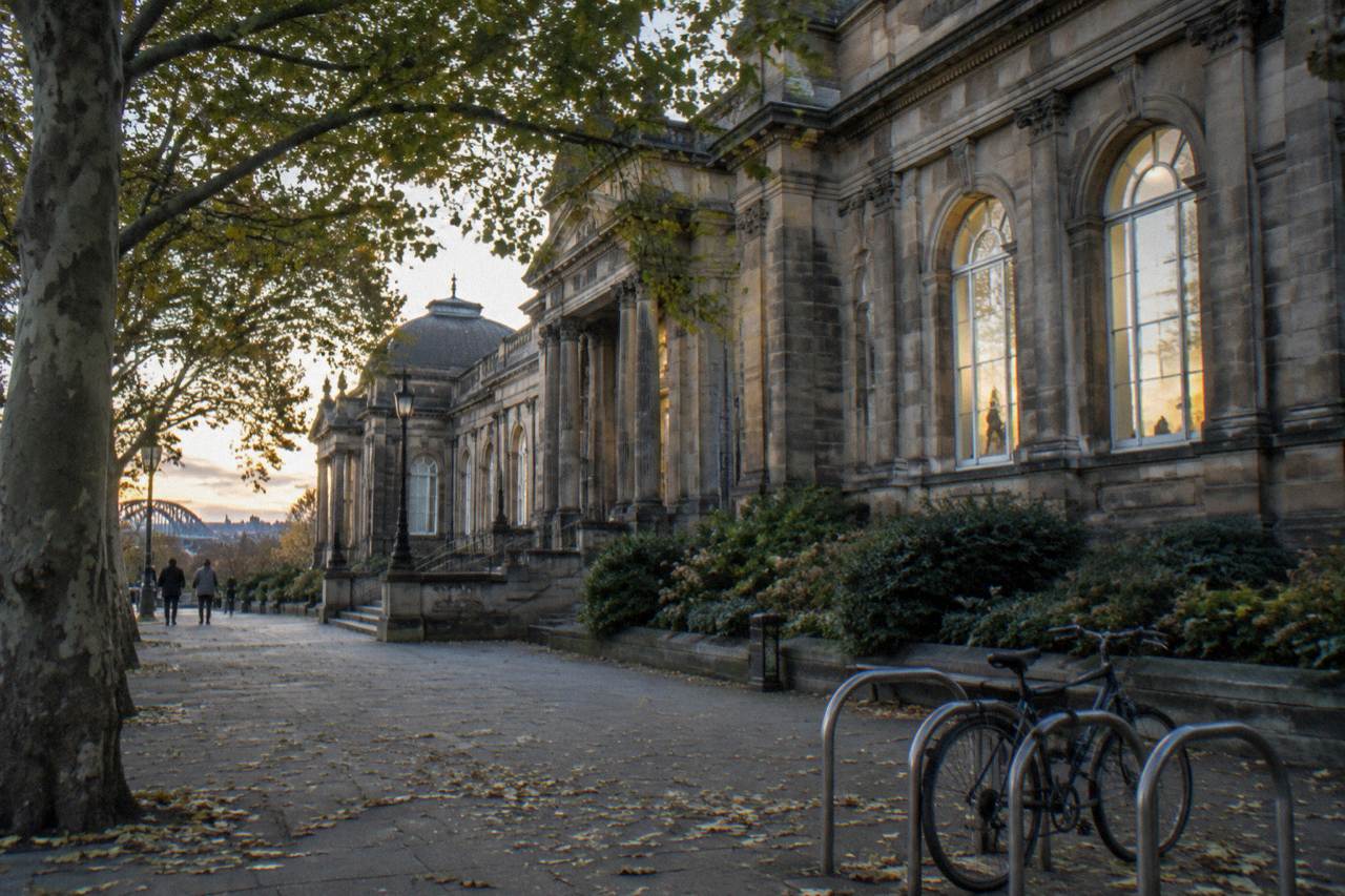 The front of the Great North Museum Hancock on a Newcastle upon Tyne street